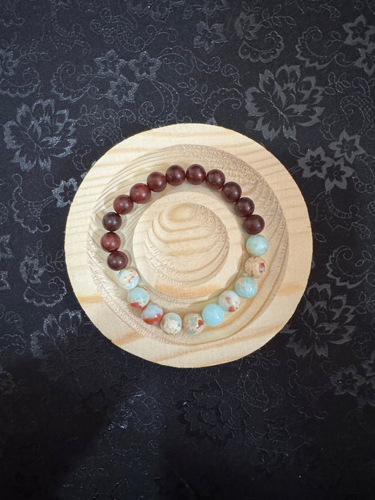 Sandalwood and Crystal Blue Bracelet