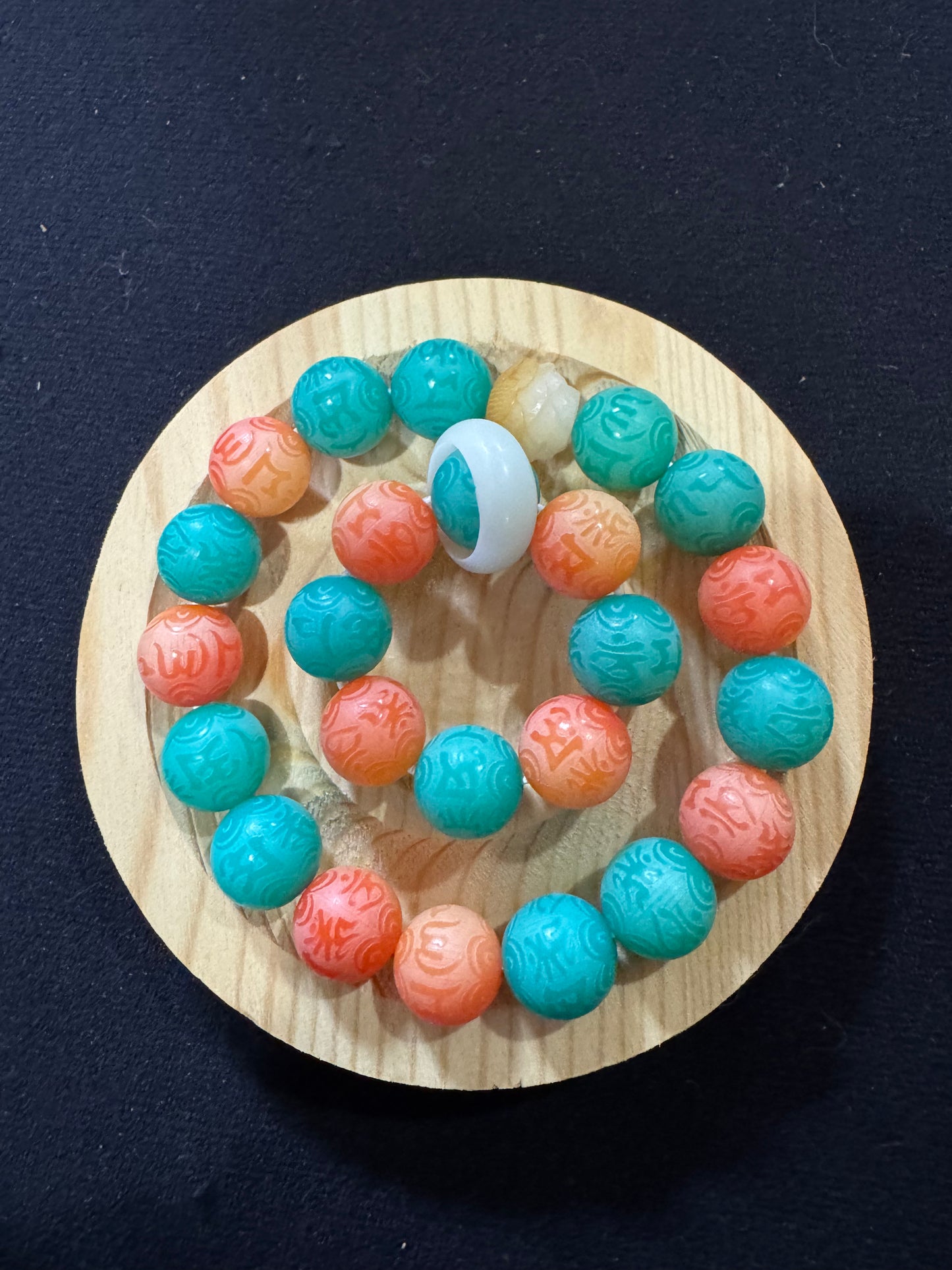Bodhi Engraved Teal and Orange Fidget and Bracelet Bundle