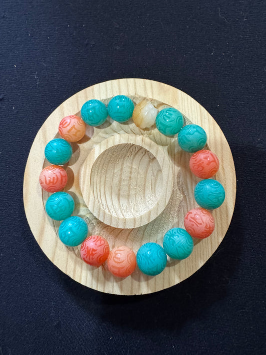 Bodhi Engraved Teal and Orange Fidget and Bracelet Bundle