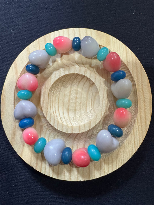 Bodhi Double the Cobble Stone Blue with Pink and Purple Hearts